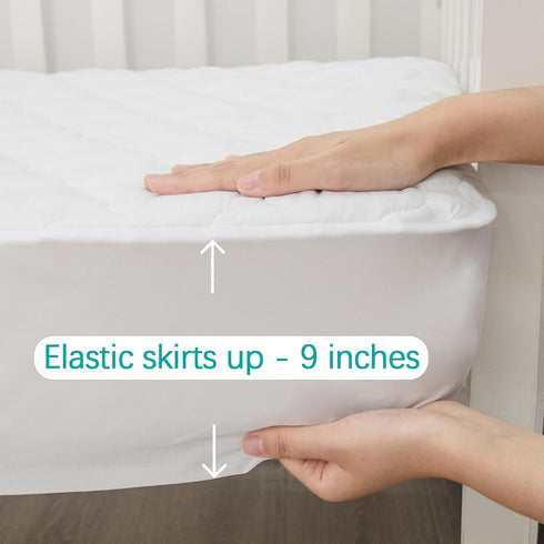100% 52" 28", 2 Pack Crib Mattress Protector Sheets Fitted Waterproof Mattress Pad Cover, Noiseless & Machine Wash