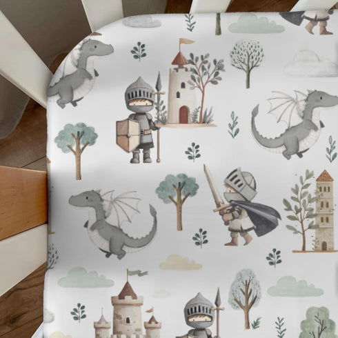 Cstdyfrv 28x52in Cute Pastel Dragons Castle Knight Baby Crib Sheets Fantasy Dragons Trees Standard Crib Toddler