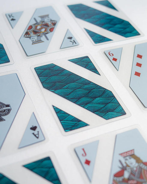 Well Played Waterproof Clear Plastic Playing Cards - Standard Deck, Transparent with Unique Design, Teal