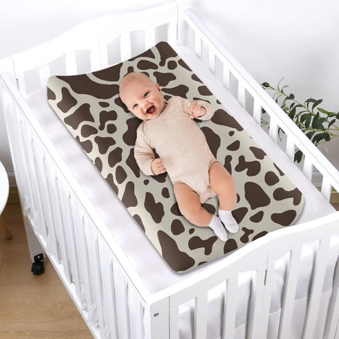 ZDCUSTOM Set 1 32"x16" Brown Cow Print Baby Changing Pad Cover of Changing Table Cover for Girls, Changing Pad Covers