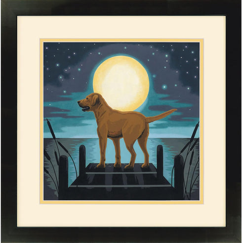 Dimensions PaintWorks 73-91857 Moonrise Dog Animal Paint by Number Kit for Adults and Kids, 11" x 11", Multicolor