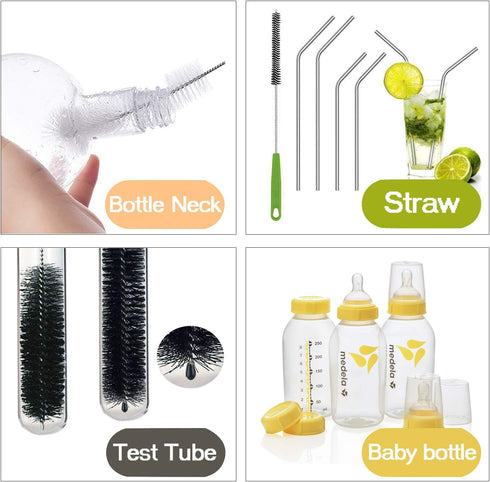 17 7 Pack Long Bottle Brush, in Bendable Cleaner Brushes for Cleaning Neck Beer Bottles, Wine, Baby Bottles, Water