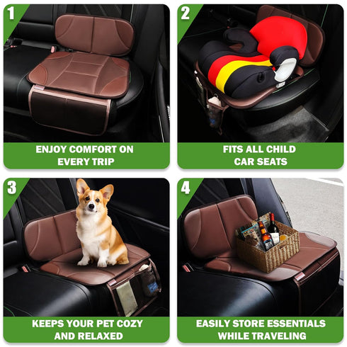 2 1 Pack) Siivton Car Seat Protector for Kids, Anti-Slip Design, Thick Padding, Prevents Seat Marks, Storage Pockets