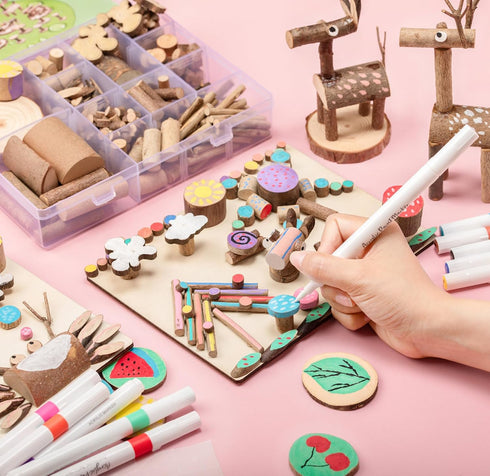 Set Set 5+ Size-21X17X4cm LAZACA Arts and Crafts Kit Wooden Creativity Painting for Kids, DIY Loose Part Play Projects