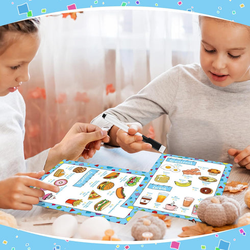 6 Set, 4 1 1 Pcs Play Restaurant Menus for Kids Pretend Restaurant Order Pad Food Menu Kitchen Diner Toy Pretend Menu