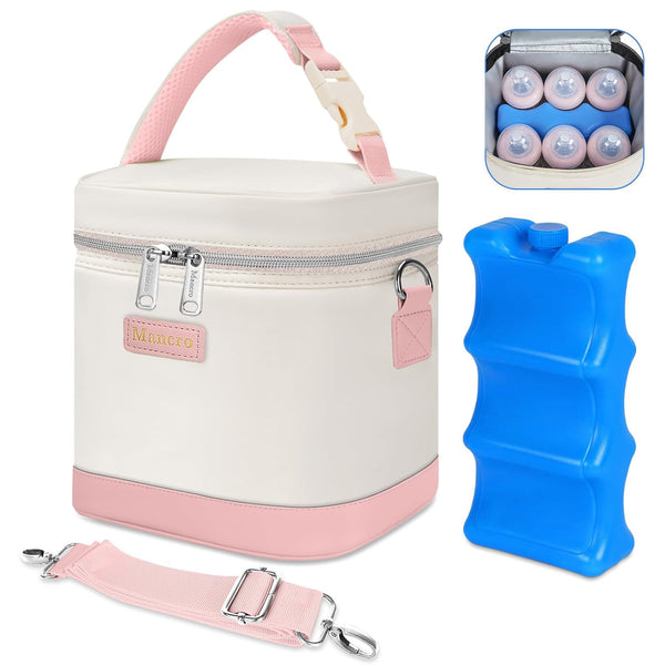 Mancro Breast Milk Cooler Bag with Ice Pack, Baby Bottle Bag Holds