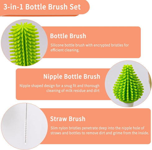 Portable Travel Bottle Drying Rack for Baby - Baby Bottle Cleaner Kit for Working Moms or Camping