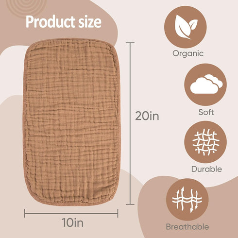 MIGIOL 100% Pack 12. 12 Muslin Burp Cloths Cotton of Soft, Gentle & Absorbent Baby Burp Cloths for Baby Girl
