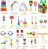 Kids Musical Instruments, 33Pcs 18 Types Wooden Percussion Instruments, Early Learning Musical Toy for Boys and Girls
