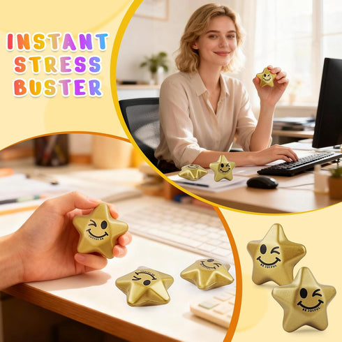 100PCS SHQDD Stress Balls, Star Stress Balls for Adults & Kids, Mini Foam Ball Stress Relief Toys, Fidget Anxiety