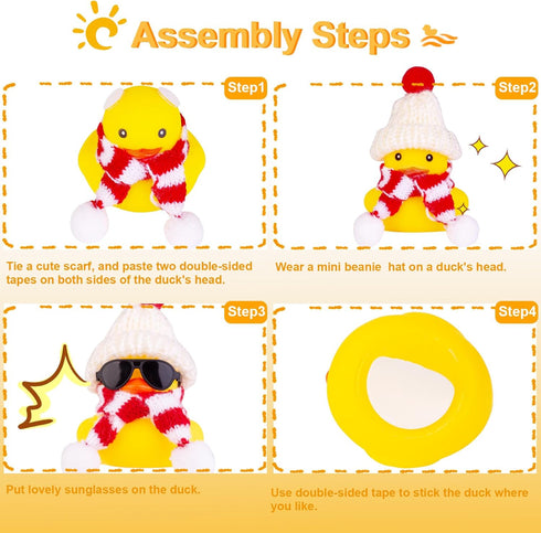 Christmas Rubber Ducks Toys, Yellow Duck Car Ornaments for Dashboard Decorations