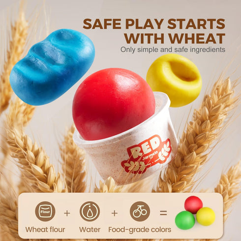 8 Packs 2 2 oz 2-4 Jar Melo Wheat Modeling Dough Non-Toxic & Safe Dough with Molds, Each Can, Soft & Colorful Dough