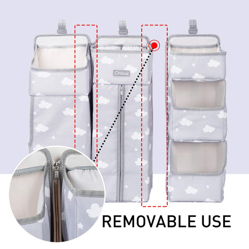 3-in-1 Orzbow Hanging Diaper Caddy Organizer for Changing Table, Nursery Organization and Diaper Stacker for Crib Wall