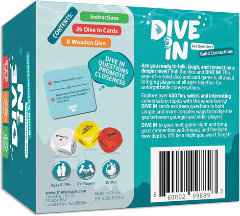 Dive in - 400+ Family Conversation Starters Game, Dice & Cards for Ages 6-99, Best Family Games