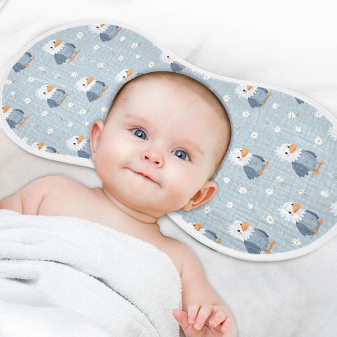 decor gift 4 Pack 22x11in Cotton Newborns Burp Cloths Good Absorbent? Cute Cartoon Nile Bird Blue wash rag for Newborns