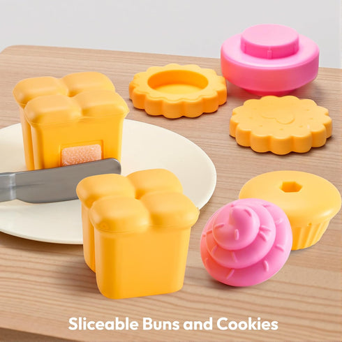 lalalark Playset, 16 Whisk n' Bake Bakery Mixer Pieces Toy Kitchen and Food Accessories with Play Money and Menu, Role