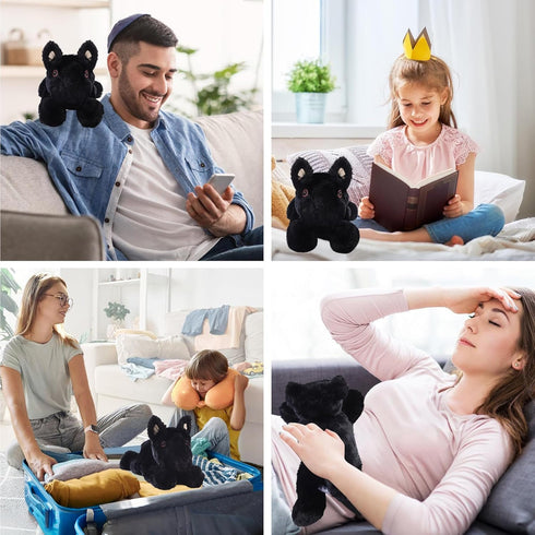 Black German Shepherd Dog Plush Stuffed Animals, Microwavable Black Lab Heating Pad, Heated Puppy Plushie for Warmth