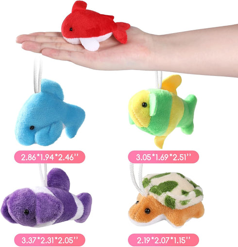 30 Pack Mini Ocean Animal Plush Toys, Cute Sea Creatures, Keychain Decoration for Kids