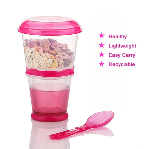 Portable Yogurt and Cereal to-Go Container Cup - Cereal On The Go Cups Breakfast Drink Cups