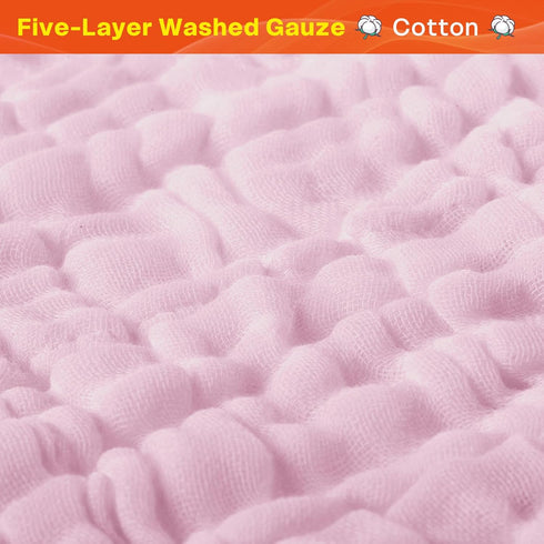 Set 2 32x32 5-Layer Vie Triomphe Muslin Baby Swaddle Blankets of Pink and Yellow Gauze Soft Breathable Cotton Receiving