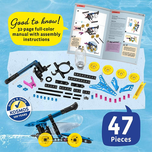 6 Thames & Kosmos Water Power STEM Experiment Kit | Build Your Own Rocket-Propelled Cars, Boats, and More! | Explore