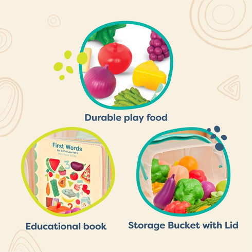B. toys Foodie Fun Pretend Play Food & Board Book Set - 32 Pieces of Educational Play Food for Toddlers