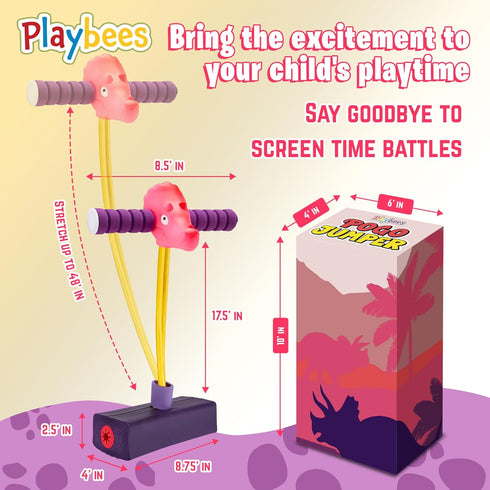 Triceratops Foam Pogo Stick, Coolest Jumper Toy for Kids Ages 3-7, Dinosaur Themed Fun for Boys and Girls