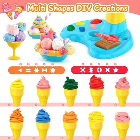 Rodsucs Sets 4-8, 3-12 Color Dough Kitchen Creation for Kids Ages Ice Cream Maker Toy for Year Old Kid, Kids Arts