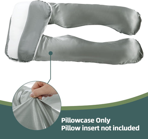 BALAPET Silky Satin Pregnancy Pillow Cover (ONLY Pillowcase), U Shaped Luxurious Smooth Maternity Pillow Cover, Soft