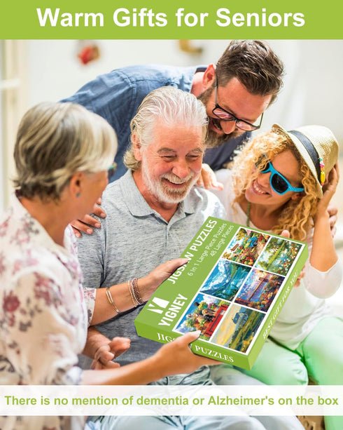 6 Pack 48 Yigney Large Piece Jigsaw for Seniors Alzheimer Products for Elderly Dementia Activities Memory for Patients