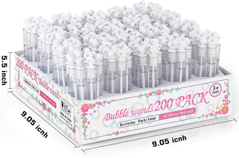 200 Pack Mini Bubble Wands, White Bubble Stick Toy Bulk for Weddings, Anniversaries, Celebrations, Party Favors for