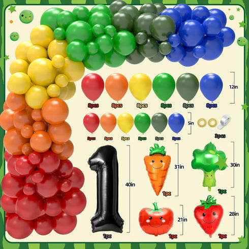 1st NANAGALI Hey One Bear Sensory Fruit Birthday Decorations - Dancing Fruit Birthday Party Backdrop Balloons Arch Box