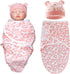 Reborn Baby Dolls Clothes - Pink Heart Swaddle Blanket & Hat Set for 17-22 Inch Dolls
