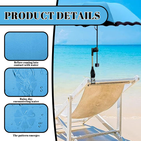 KDAMGOQE Beach Chair Umbrella, Chair Umbrella with Clamp Adjustable, UV Protection Waterproof Beach Portable Folding