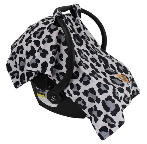 Dear Baby Gear Deluxe Car Seat Canopy, Double Layer, Gray Leopard Print, 40 x 30 Inches