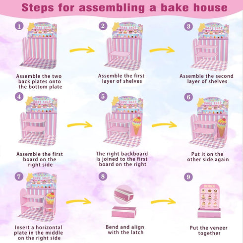 Set, 14Pcs 8+ Mini Bake Shop DIY Toy Making Pretend Desserts & Cakes, Resin & Clay Kitchen Play Kit, Scene Display