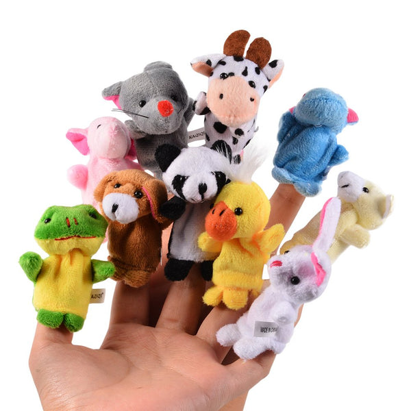 Acekid 10pcs Soft Plush Animal Finger Puppets Set, Baby Story Time Velvet Style for Toddlers