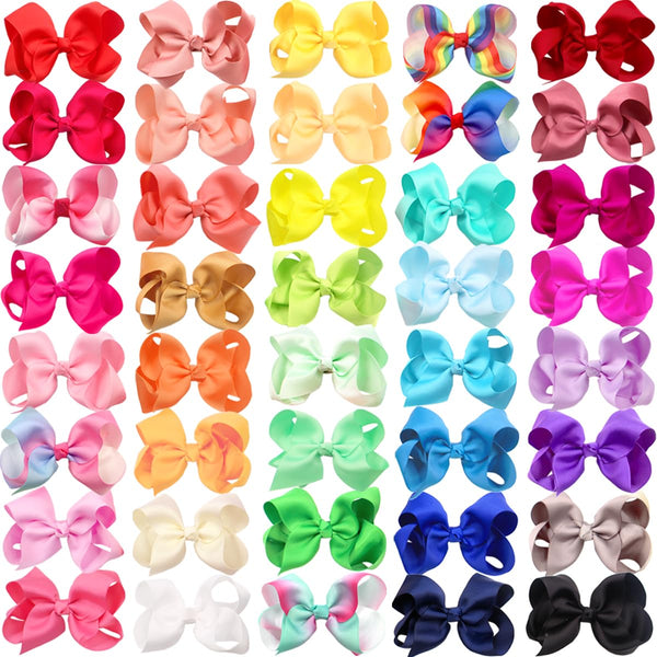 CÉLLOT 40 Pieces 4.5 Inch Hair Bows for Girls - Clips Grosgrain Ribbon Boutique Hair Bow Alligator Clips for Girls
