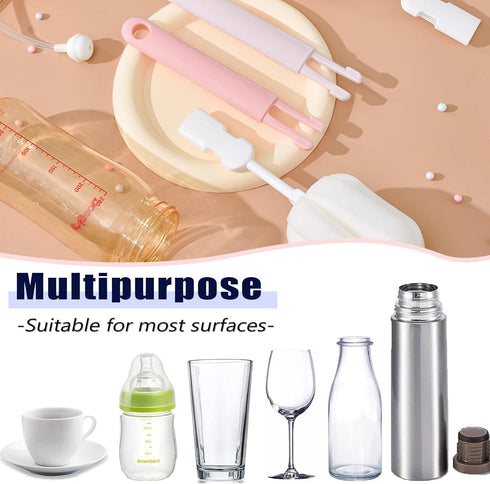 5PCS (5 Spong Bottle Brush Cup Brushes Sponge Baby Bottle Brushes Long Handle Cup Scrubber Brush Portable Sponge