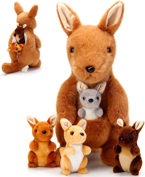Arrowbash 5 Pcs Kangaroo Stuffed Animals, 12 Inch Mommy Stuffed Kangaroo Plush
