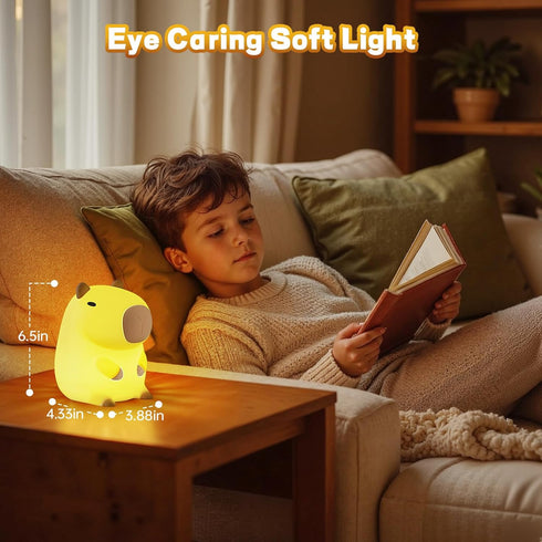 Dimmable Capybara Night Light for Kids, Cute Capybara Lamp Silicone Baby Nursery Night Lamp, Squishy Touch Bedside