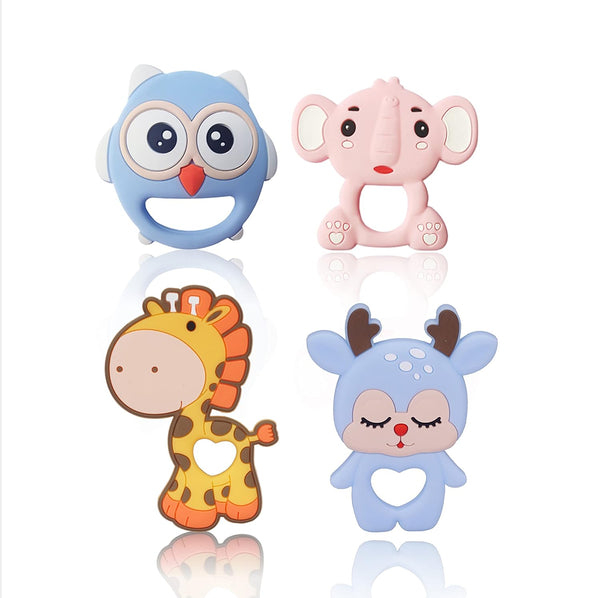 CHILLAX Teether Toys - Soothing Non-BPA Silicone Teethers for Babies 3+ Months, Easy-to-Grip, Dishwasher-Safe