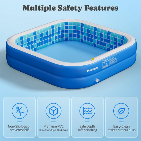Swimming 64.2x12.2 Inflatable Pool for Kids, Non-Slip Sprinkler Splash Pad for Backyard, Thickened PVC Kiddie Pool
