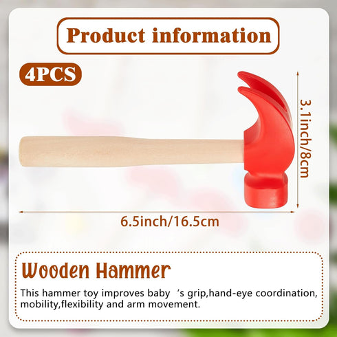 Hammer Hammers Supplies(4 Pcs,1 Hammer) Deekin Toy Simulation Small Wooden Plastic Maintenance Tools Educational Toys