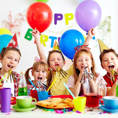 12 Pieces Gold Silver Glitter Noise Makers, Metallic Fringed Party Blowers for Birthday Graduation Events 2024