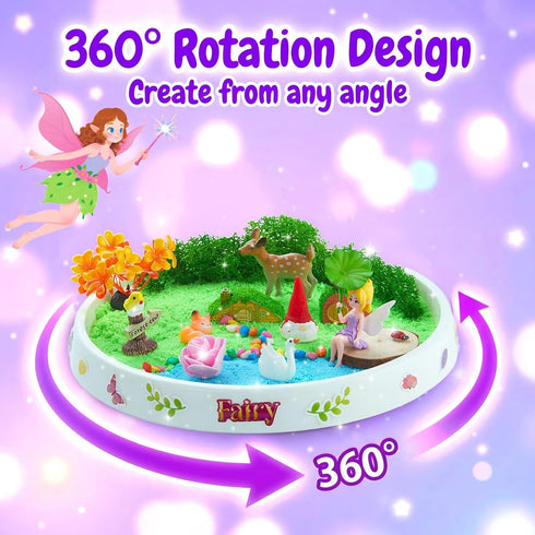 360Turn Set 3 4 5 6 7 8 Spinning Fairy Garden Sensory BinDesktop Sandbox with Glow-in-the-Dark Sensory SandRotating kit