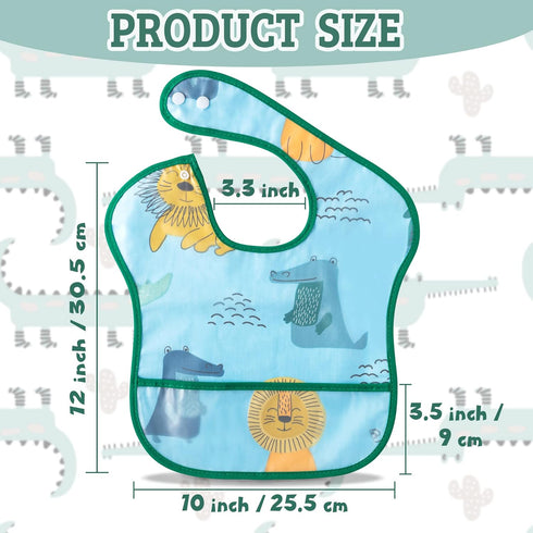 5Pcs 6-24 Zainpe Snap Baby Bibs for Boys Girls Months Waterproof Stain Resistant Feeding Bib with Food Catcher Pocket