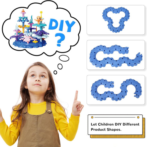 Coral Garden Building Toys for Ages 4-6, Ocean Blocks, Upgrade DIY Stacking Toys, STEM Educational Gift