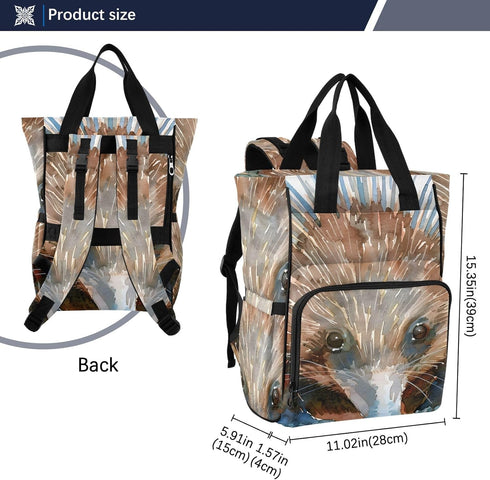 SUABO Backpack Baby Diaper Bag Watercolor Echidna Face Large Bag Waterproof Travel Diaper Bags for Moms and Dads