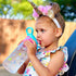 Nuby Push Button Flip-it Soft Spout Tritan Water Bottle, Pink Unicorns, 18 Oz